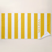 Geel met witte streep Cabana Stripe Strandlaken (Voorkant)