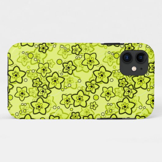 Geel met zwart helder neon bloemenpatroon Case-Mate iPhone case (Achterkant (horizontaal))