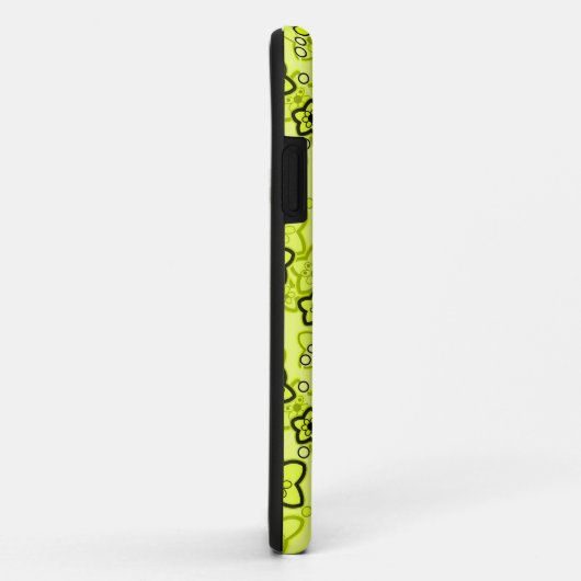 Geel met zwart helder neon bloemenpatroon Case-Mate iPhone case (Achterkant/rechts)