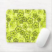 Geel met zwart helder neon bloemenpatroon muismat (Met muis)