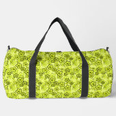 Geel met zwart helder neon bloemenpatroon plunjezak (Voorkant)