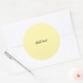 Geel met Zwarte Tekst Sjabloon Ronde Sticker (Envelop)