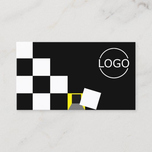 Geel met zwarte witte kleur, gecheckt met Logo en  Visitekaartje (Voorkant)
