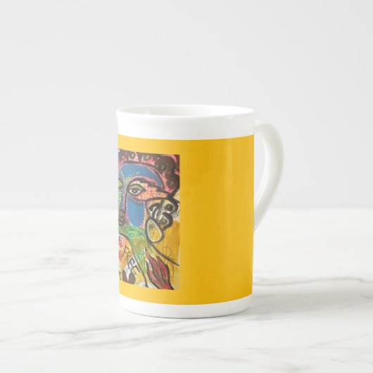 Geel metacognatief Abstract kleurrijk gezicht Porselein Kop (Voorkant rechts)