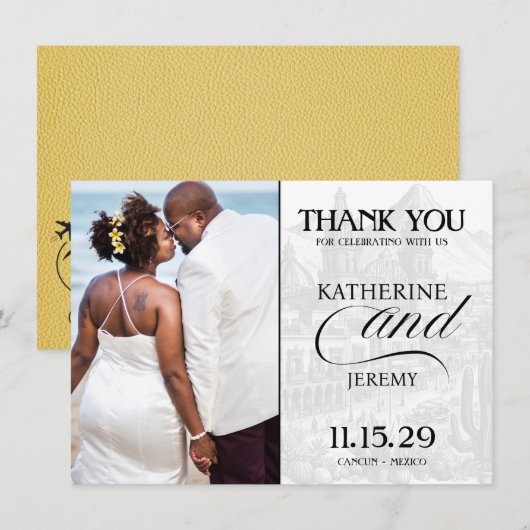 Geel Mexicaans paspoort Bedankkaart (Voorkant / Achterkant)