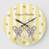 Geel Mignie Baby Koala Tweeling Slaapkamer / Kinde Grote Klok (Voorkant)