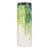 Geel Mimosa Floral Waterverf schilderij Thermosbeker (Achterkant)