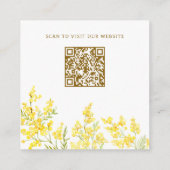 Geel Mimosa Trouwdetails Website QR Code Informatiekaartje (Achterkant)