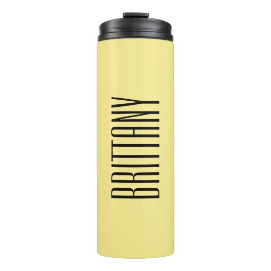 Geel Minimaal Bruidsmeisje Gepersonaliseerde naam  Thermosbeker (Voorkant)