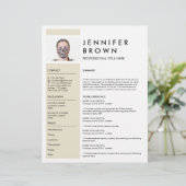 Geel Minimaal CV met fotografie (Staand voorkant)