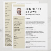 Geel Minimaal CV met fotografie (Voorkant / Achterkant)