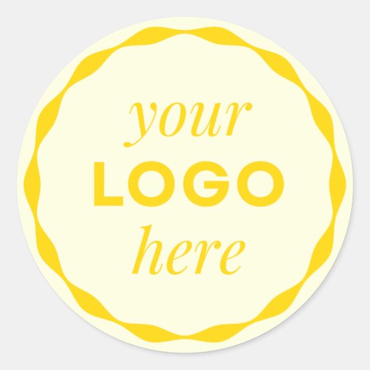 Geel Minimalistisch Logo Geschulpte Cirkel Sticker (Voorkant)