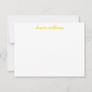 Geel minimalistisch modern, elegant eenvoudig scri notitiekaartje