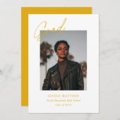 Geel minimalistisch modern foto Afstuderen Aankondiging (Voorkant / Achterkant)