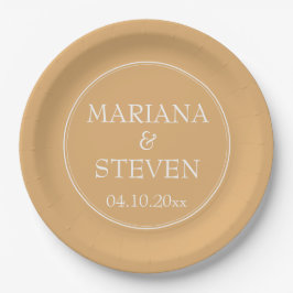 Geel Minimalistisch Modern Huwelijk Papieren Bordje