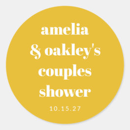 Geel Minimalistisch Schattige Custom Couples Douch Ronde Sticker