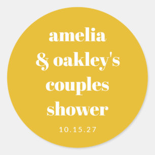 Geel Minimalistisch Schattige Custom Couples Douch Ronde Sticker