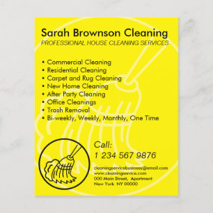 Geel minimalistisch schoonmaakhuisbewaarder flyer