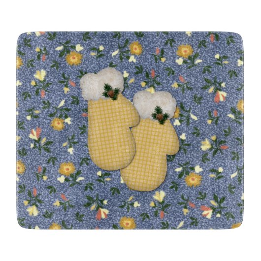 Geel Mittens Glass Cutting Board Snijplank (Voorkant)