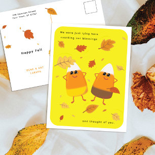 Geel Mixed Candy Corn Duo Thanksgiving Feestdagenkaart