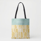Geel modern abstract patroon gepersonaliseerd cade tote bag (Voorkant)