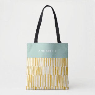 Geel modern abstract patroon gepersonaliseerd cade tote bag