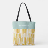 Geel modern abstract patroon gepersonaliseerd cade tote bag (Achterkant)