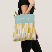 Geel modern abstract patroon gepersonaliseerd cade tote bag (Dichtbij)