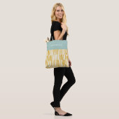 Geel modern abstract patroon gepersonaliseerd cade tote bag (Op model)