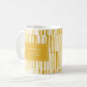 Geel modern abstract patroon, gepersonaliseerd ges koffiemok (Voorkant links)