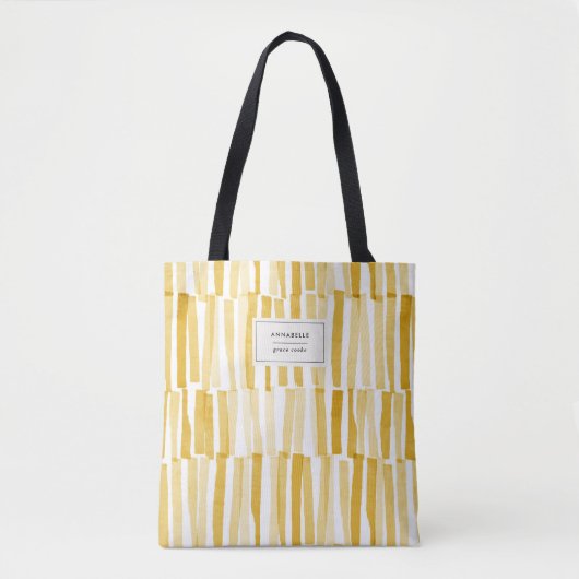 Geel modern, abstract patroon gepersonaliseerd ges tote bag (Voorkant)