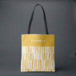 Geel modern, abstract patroon gepersonaliseerd ges tote bag<br><div class="desc">Geel modern abstract patroon, gepersonaliseerd tas met cadeau</div>