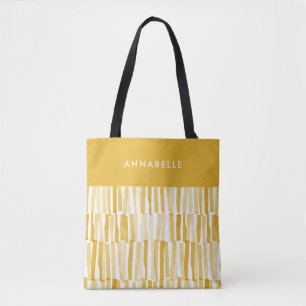 Geel modern, abstract patroon gepersonaliseerd ges tote bag