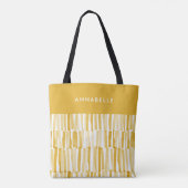 Geel modern, abstract patroon gepersonaliseerd ges tote bag (Achterkant)