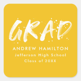 Geel | Modern Afstuderen met verf Vierkante Sticker
