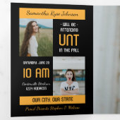 Geel modern blok 5-foto-Afstuderen Drieluik Uitnodiging (Binnenzijde eerst)