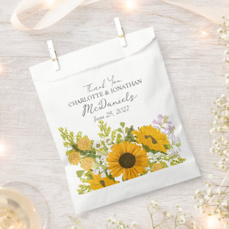 Geel modern boeket van zonnebloemen Trouwen Bedankzakje
