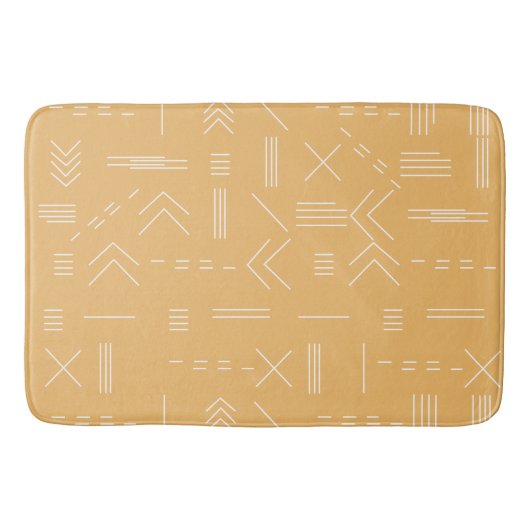 Geel Modern Boho Geometrisch Aangepast Monogram Badmat (Voorkant)
