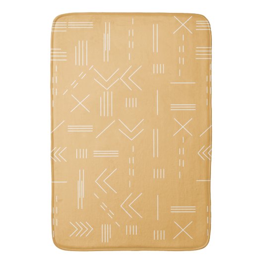 Geel Modern Boho Geometrisch Aangepast Monogram Badmat (Voorkant Verticaal)