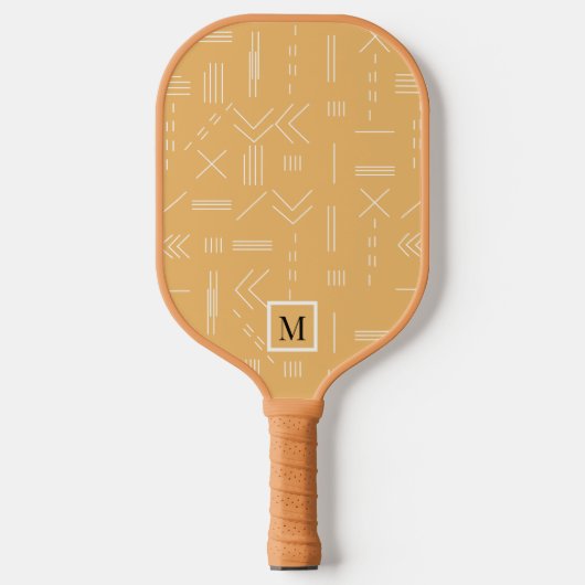 Geel Modern Boho Geometrisch Aangepast Monogram Pickleball Paddle (Voorkant)