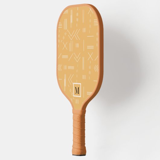 Geel Modern Boho Geometrisch Aangepast Monogram Pickleball Paddle (Links)
