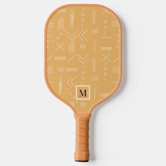 Geel Modern Boho Geometrisch Aangepast Monogram Pickleball Paddle (Achterkant)