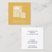 GEEL MODERN CALCULATOR COIN ICON ACCOUNTING TAX VIERKANTE VISITEKAARTJE (Voorkant / Achterkant)