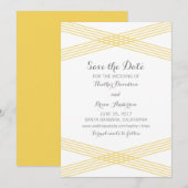 Geel Modern Deco sparen de Datum uitnodigen Save The Date (Voorkant / Achterkant)
