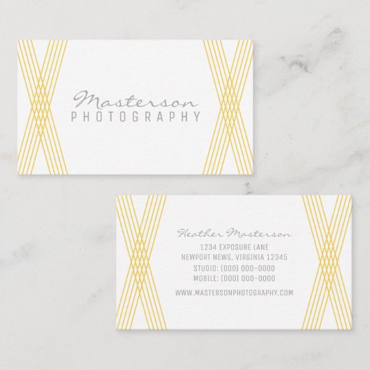 Geel modern deco-Visitekaartje Visitekaartje (Voorkant / Achterkant)