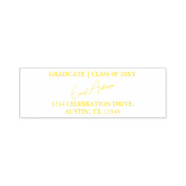 Geel Modern Eenvoudig Afstuderen Retouradres Zelfinktende Stempel