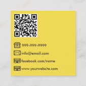 Geel Modern Fotograaf QR-code Vierkante Visitekaartje (Achterkant)