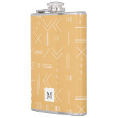 Geel Modern Geometrisch Patroon Aangepast Monogram Heupfles (Links)