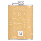 Geel Modern Geometrisch Patroon Aangepast Monogram Heupfles (Voorkant)