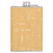 Geel Modern Geometrisch Patroon Aangepast Monogram Heupfles (Achterkant)